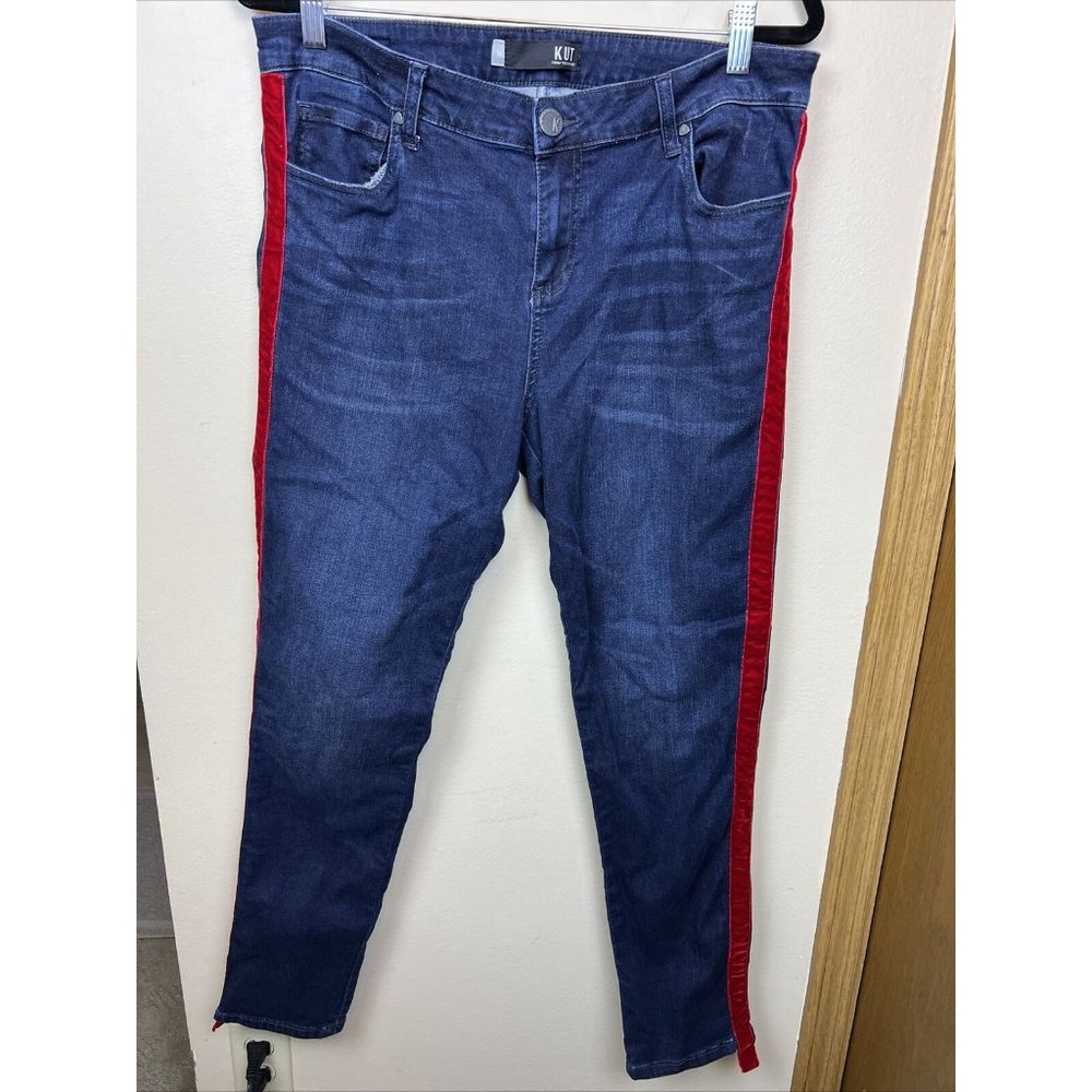 KUT FROM THE KLOTH Women's Connie Sz 14 Ankle Skinny Stretch Red Stripe